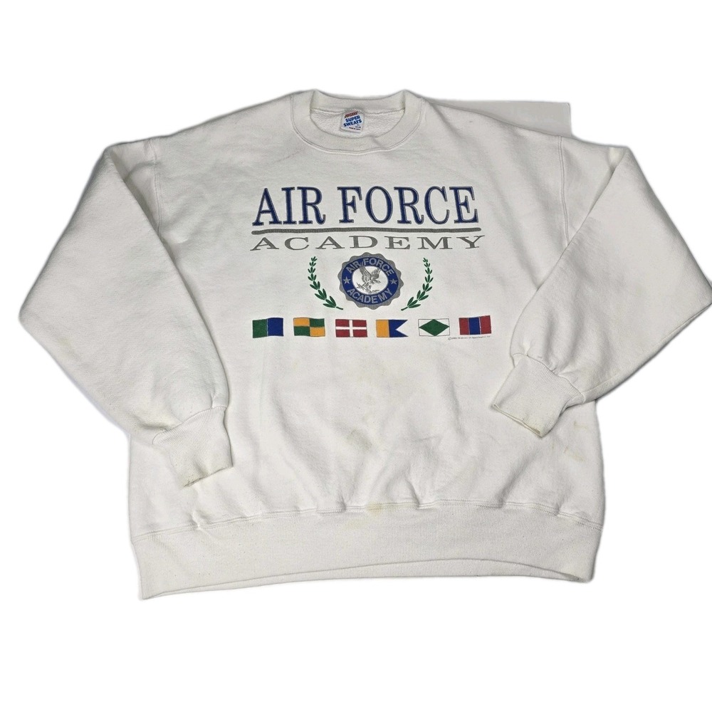Jerzees Vintage Air Force Academy Sweatshirt‎ - Mens Size XL - White Made In USA